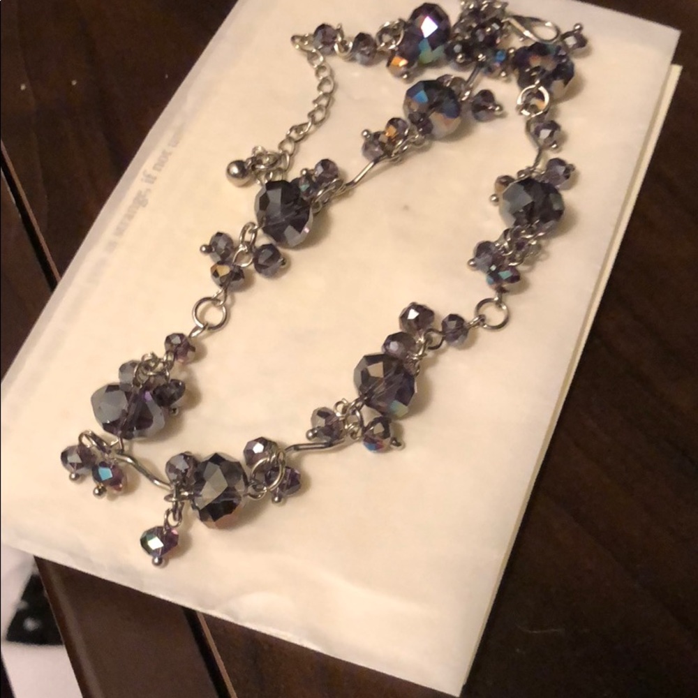 Gun metal and dark crystal necklace